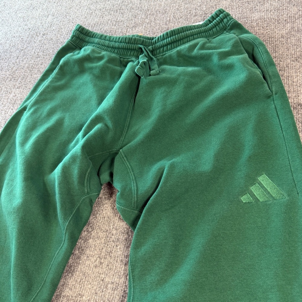 Modern Adidas Fleece Joggers Cotton Blend Forest Green Size Medium
